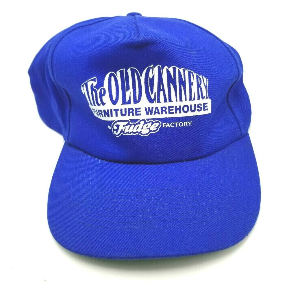Old Cannery Furniture Warehouse Fudge Factory Hat Cap Snapback Blue